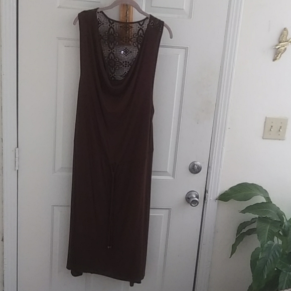 🚨Final Price🚨Avon Sleeveless Drawstring Dress with Lace Yoke - Picture 1 of 5